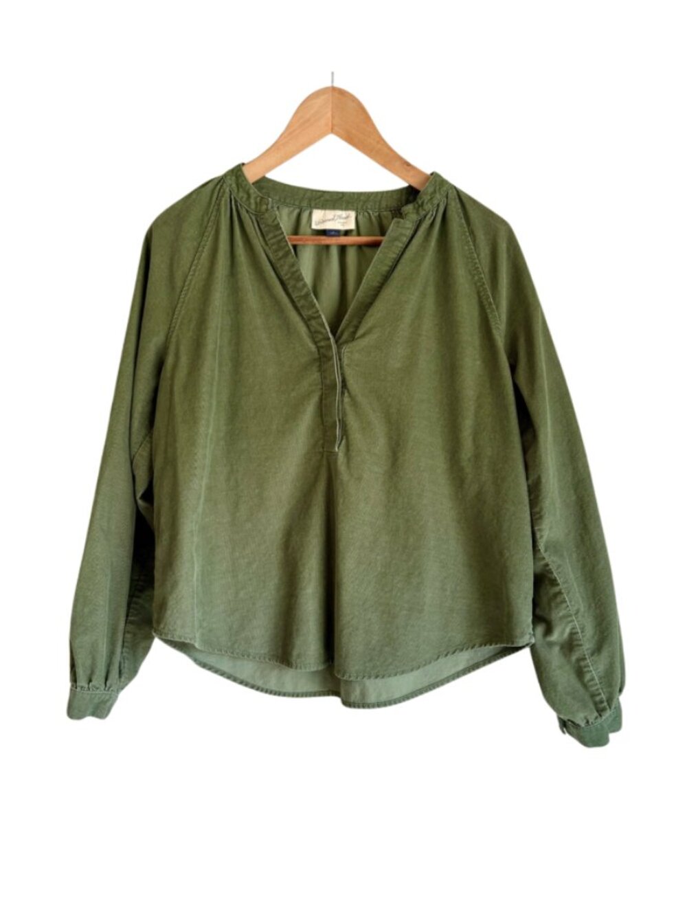 Universal Thread Corduroy Shirt Olive Green Button Front Blouse Size Small